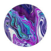 Paarse, blauwe en Blauwgroen Abstracte Fluid Art Snijplank (Voorkant)