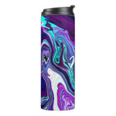 Paarse, blauwe en Blauwgroen Abstracte Fluid Art Thermosbeker (Gedraaid links)