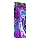 Paarse, blauwe en Blauwgroen Abstracte Fluid Art Thermosbeker (Geroteerd rechts)
