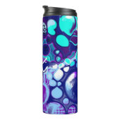Paarse, blauwe en Blauwgroen Abstracte Fluid Art Thermosbeker (Geroteerd rechts)