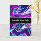 Paarse, blauwe en Blauwgroen Abstracte marmer Kaart (Gele Bloem)