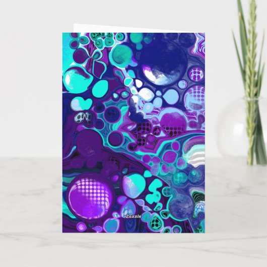 Paarse, blauwe en Blauwgroen Abstracte marmerdag Kaart (Achterkant)