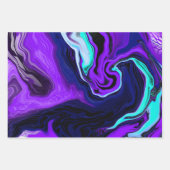 Paarse, blauwe en Blauwgroen Abstracte marmerkunst Inpakpapier Vel (Voorkant 3)