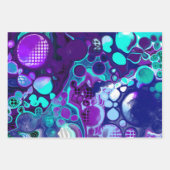 Paarse, blauwe en Blauwgroen Abstracte marmerkunst Inpakpapier Vel (Voorkant 2)