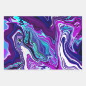 Paarse, blauwe en Blauwgroen Abstracte marmerkunst Inpakpapier Vel (Voorkant)