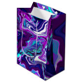 Paarse, blauwe en Blauwgroen Abstracte marmerkunst Medium Cadeauzakje (Voorkant Gekanteld)