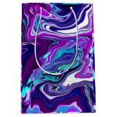 Paarse, blauwe en Blauwgroen Abstracte marmerkunst Medium Cadeauzakje (Voorkant)