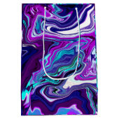 Paarse, blauwe en Blauwgroen Abstracte marmerkunst Medium Cadeauzakje (Achterkant)