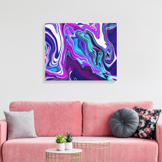 Paarse, blauwe en Blauwgroen Abstracte moderne kun Canvas Afdruk (Insitu (Woonkamer))