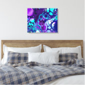 Paarse, blauwe en Blauwgroen Abstracte moderne kun Canvas Afdruk (Insitu (Slaapkamer))