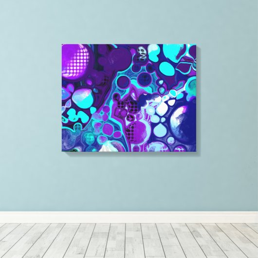Paarse, blauwe en Blauwgroen Abstracte moderne kun Canvas Afdruk (Insitu (Houten vloer))
