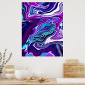 Paarse, blauwe en Blauwgroen Abstracte moderne kun Poster (Keuken)