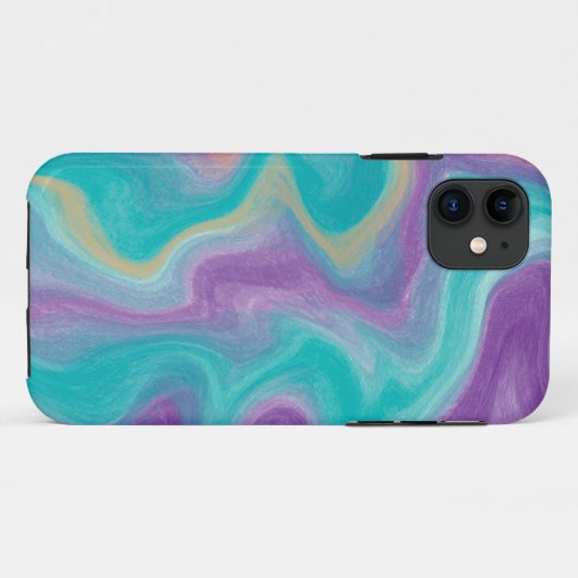 Paarse, blauwe en Blauwgroen Fluid Art Case-Mate iPhone Case (Achterkant (horizontaal))