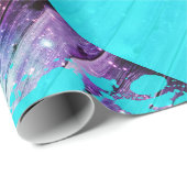 Paarse, blauwe en Blauwgroen houten planken en ver Cadeaupapier (Rol Hoek)