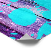 Paarse, blauwe en Blauwgroen houten planken en ver Poster (Hoek)