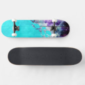 Paarse, blauwe en Blauwgroen houten planken en ver Skateboard (Horizontaal)