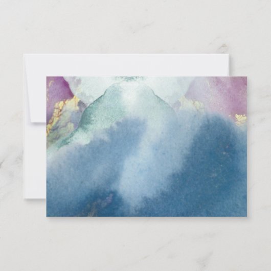 Paarse, Blauwe en Blauwgroen Waterverf Bruiloft RS RSVP Kaartje (Achterkant)