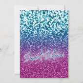 Paarse Blauwe en Bokeh Lights Glam Sweet 16 Kaart (Achterkant)