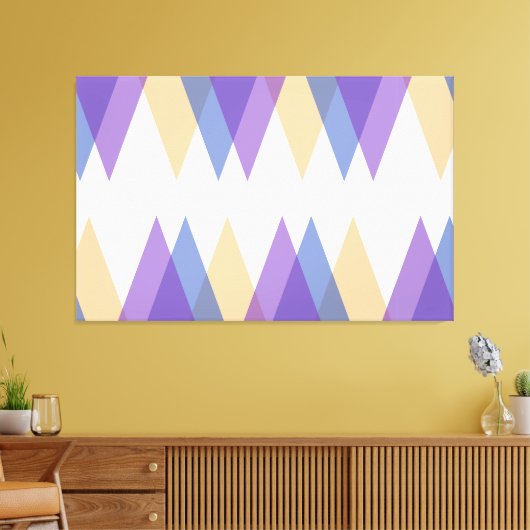 Paarse, blauwe en gele driehoeken canvas afdruk (Insitu (Woonkamer))