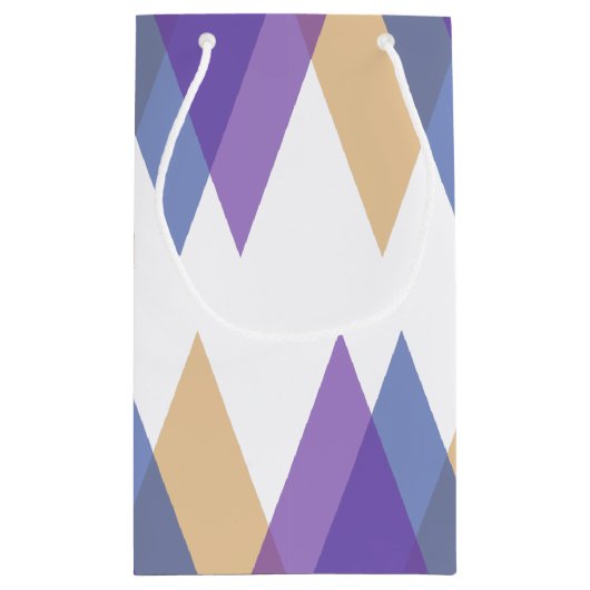 Paarse, blauwe en gele driehoeken klein cadeauzakje (Achterkant)