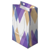 Paarse, blauwe en gele driehoeken klein cadeauzakje (Voorkant Gekanteld)