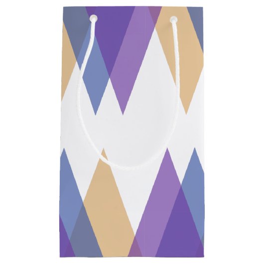 Paarse, blauwe en gele driehoeken klein cadeauzakje (Voorkant)