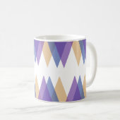 Paarse, blauwe en gele driehoeken koffiemok (Voorkant rechts)