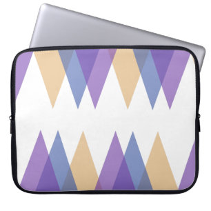 Paarse, blauwe en gele driehoeken laptop sleeve