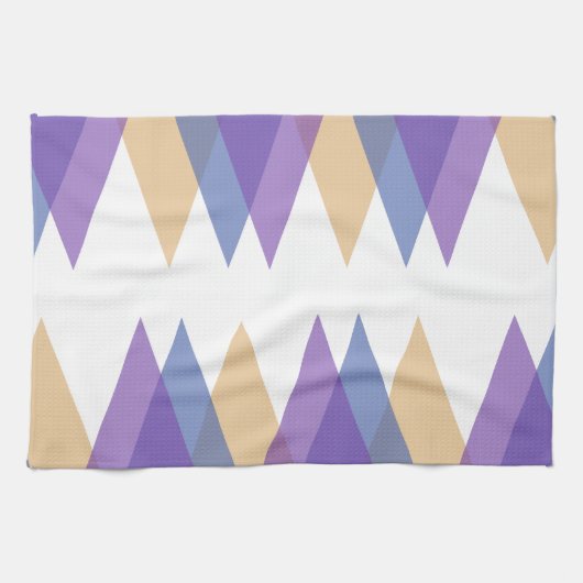 Paarse, blauwe en gele driehoeken theedoek (Horizontaal)