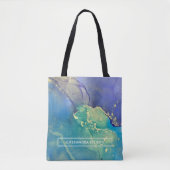Paarse blauwe en gouden Abstracte kunst Tote Bag (Voorkant)