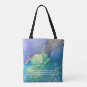 Paarse blauwe en gouden Abstracte kunst Tote Bag (Achterkant)