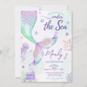 Paarse blauwe en gouden zeemeermin onder het Zee Kaart (Voorkant)