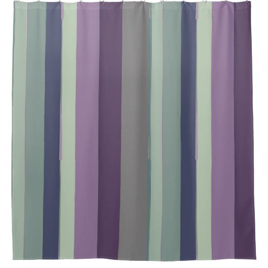 Paarse, Blauwe en Groene Abstracte Strepen Douchegordijn (Voorkant)