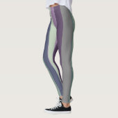 Paarse, Blauwe en Groene Abstracte Strepen Leggings (Links)