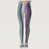 Paarse, Blauwe en Groene Abstracte Strepen Leggings (Voorkant)