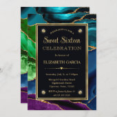 Paarse, Blauwe en Groene Glitter Agaat Sweet Sixte Kaart (Voorkant / Achterkant)