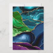 Paarse, Blauwe en Groene Glitter Agaat Wedding Kaart (Achterkant)