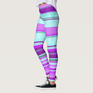 Paarse Blauwe en Groene Lijnen Leggings