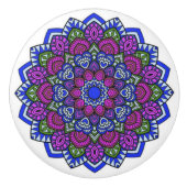 Paarse, blauwe en groene Mandala Ceramic Knob Keramische Knop (Voorkant)