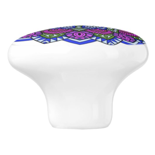 Paarse, blauwe en groene Mandala Ceramic Knob Keramische Knop (Zijkant)