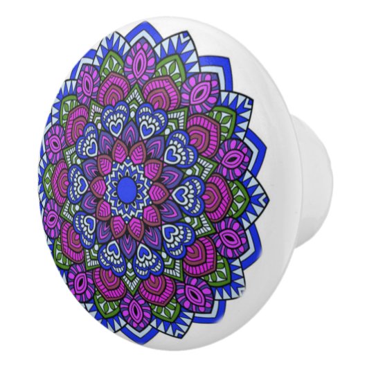 Paarse, blauwe en groene Mandala Ceramic Knob Keramische Knop (Rechts)