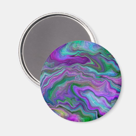 Paarse, blauwe en groene marmer Abstracte kunst Magneet (Voorkant / Achterkant)