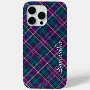 Paarse, blauwe en groene plaid iPhone 15 pro max hoesje
