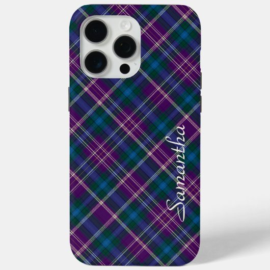 Paarse, blauwe en groene plaid Case-Mate iPhone case (Achterkant)