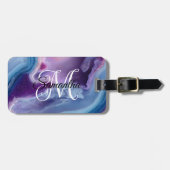 Paarse Blauwe en Lavendel Agaat Geode Bagagelabel (Voorkant horizontaal)