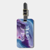 Paarse Blauwe en Lavendel Agate Geode Bagagelabel (Voorkant verticaal)