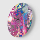 Paarse, blauwe en roze digitale moderne Abstracte Grote Klok (Hoek)