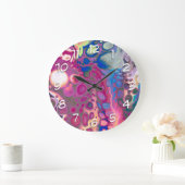 Paarse, blauwe en roze digitale moderne Abstracte Grote Klok (Huis)