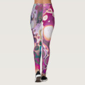 Paarse, blauwe en roze digitale moderne Abstracte Leggings (Achterkant)