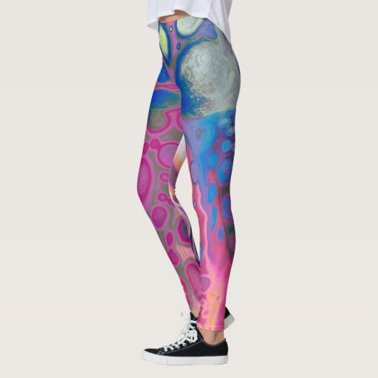 Paarse, blauwe en roze digitale moderne Abstracte Leggings (Links)